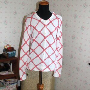 Tommy Hilfiger Pima Cotton Cardigan White/Red Nautical Rope Design, Small